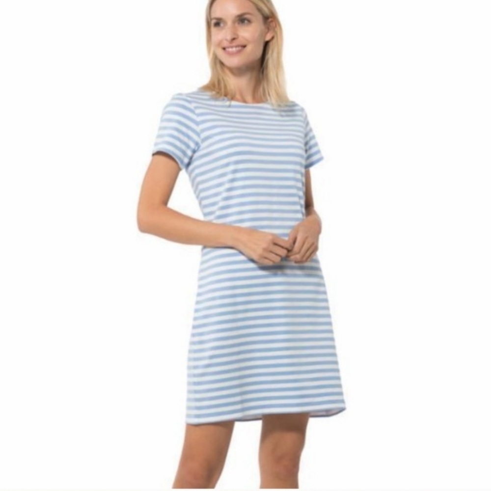 Sail To Sable Cabana Style Striped Short Sleeved Dress Women’s Size Small